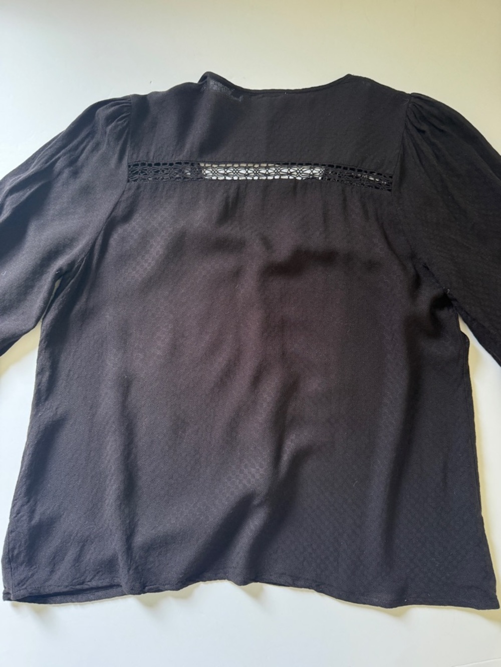 Anthropologie Forever That Girl Blouse Black Lace Swiss Dot Lightweight Sz M - Picture 12 of 14